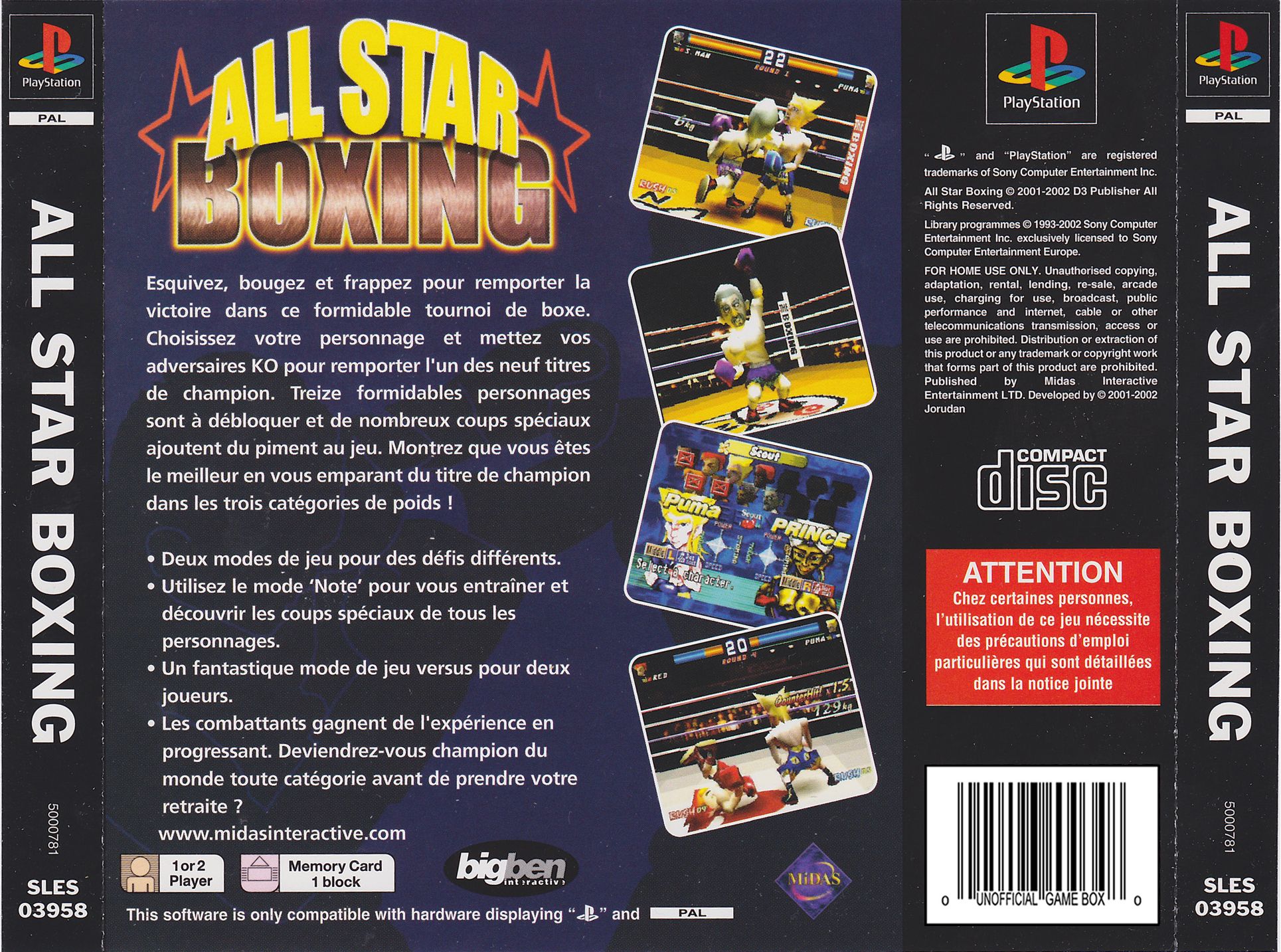Contraportada de All-Star Boxing · FR