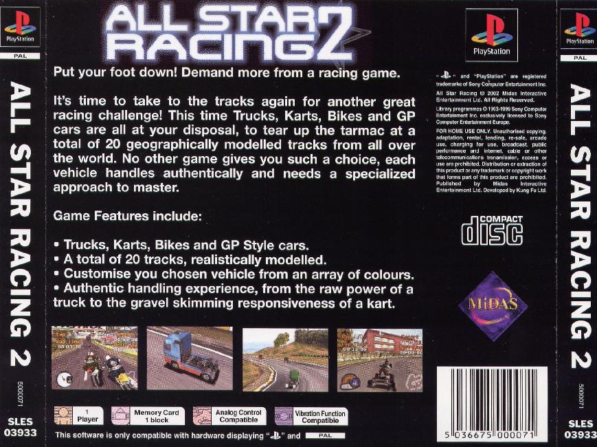 Contraportada de All-Star Racing 2 · EU