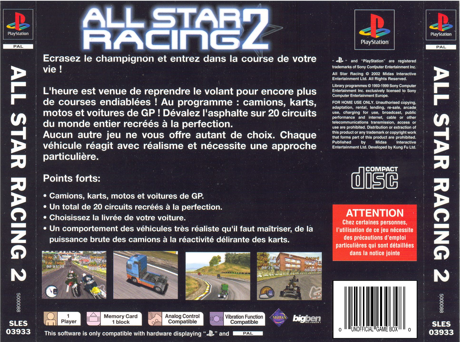 Contraportada de All-Star Racing 2 · FR