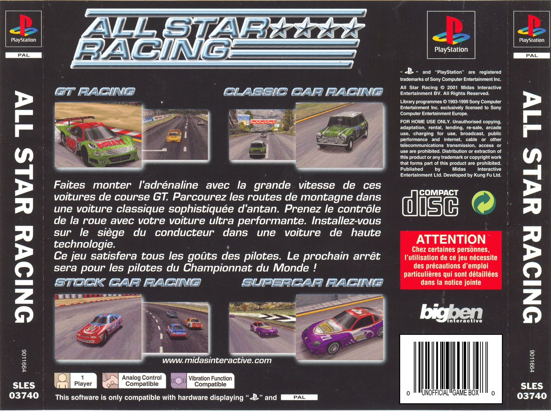 Contraportada de All-Star Racing · FR