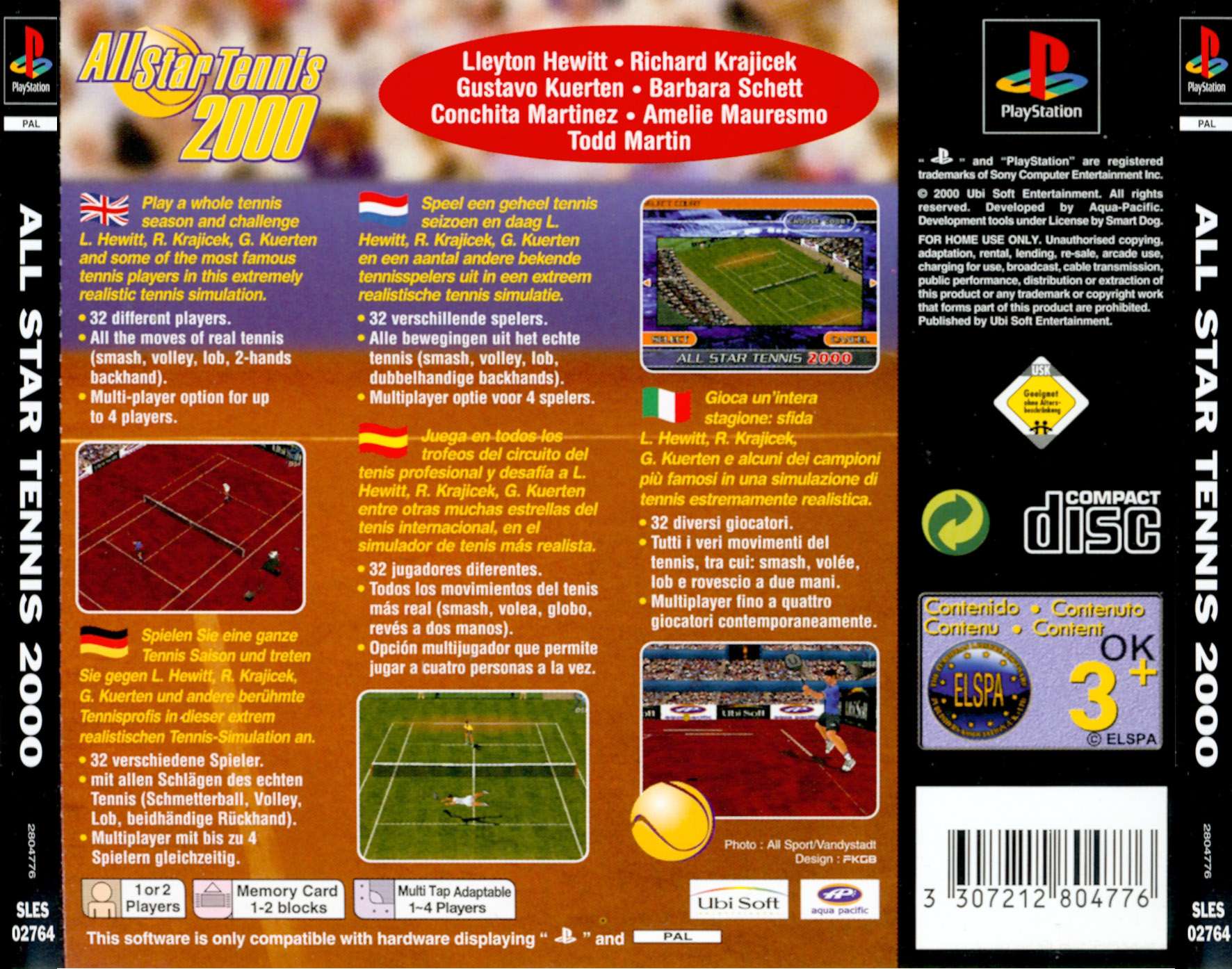 Contraportada de All Star Tennis 2000 · EU