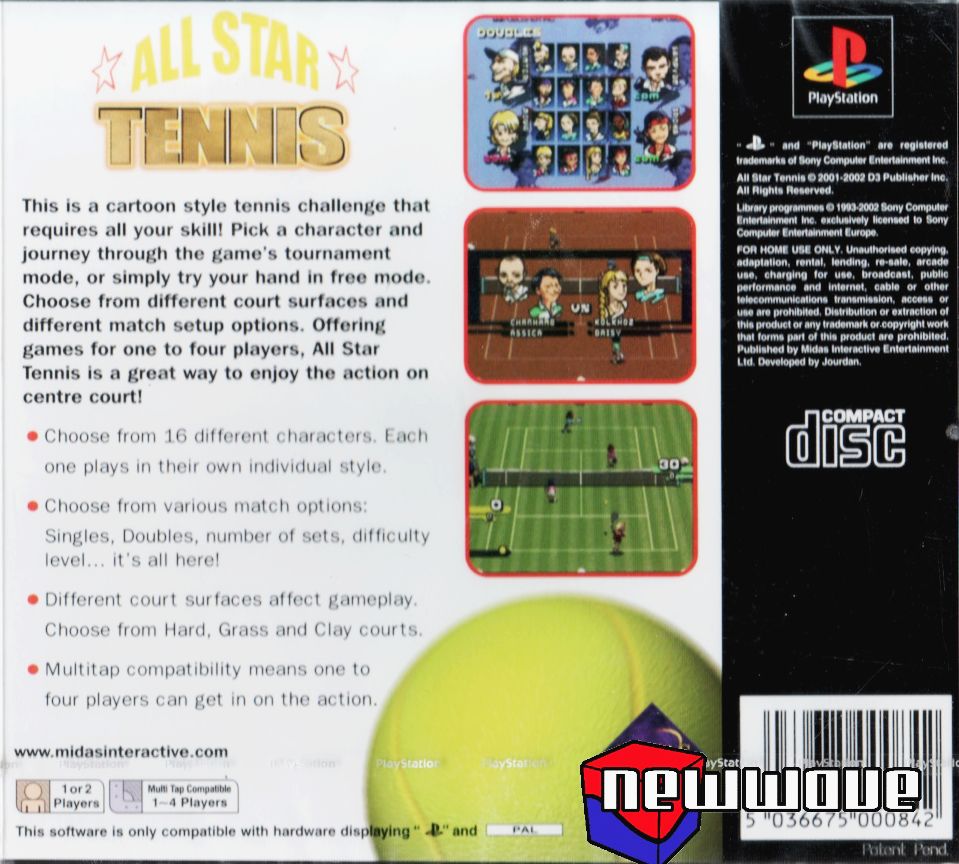 Contraportada de All-Star Tennis · EU
