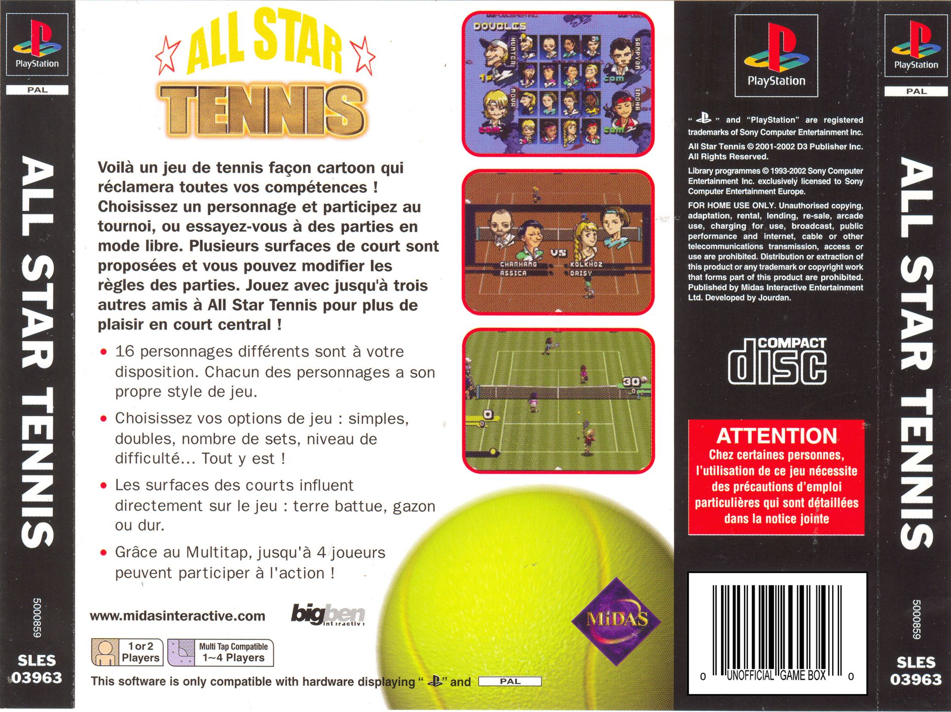 Contraportada de All-Star Tennis · FR