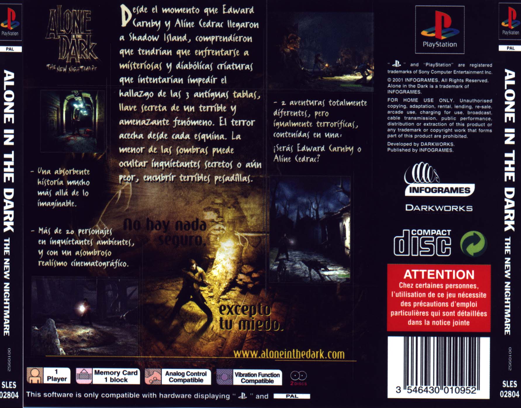 Contraportada de Alone in the Dark - The New Nightmare · ES