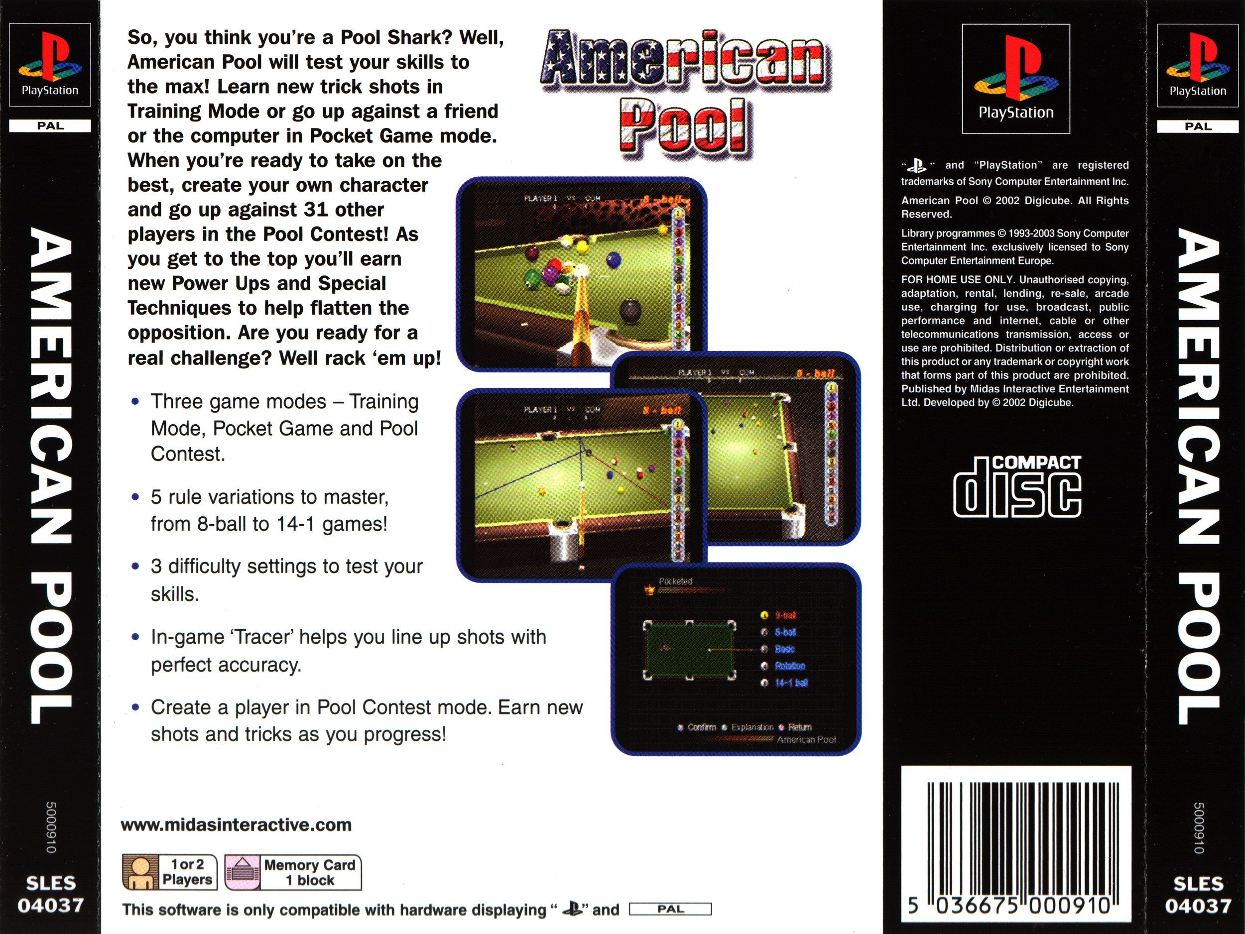 Contraportada de American Pool · EU