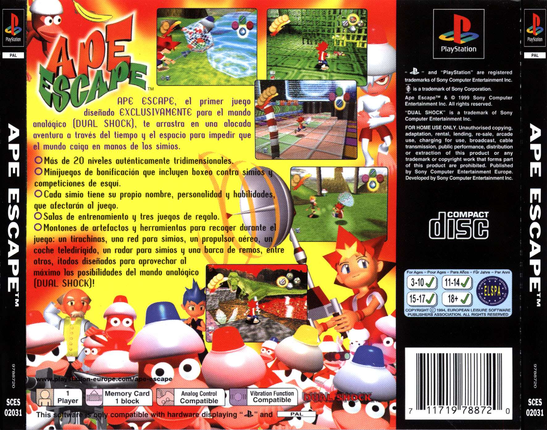 Contraportada de Ape Escape - La Invasion de los Monos · ES