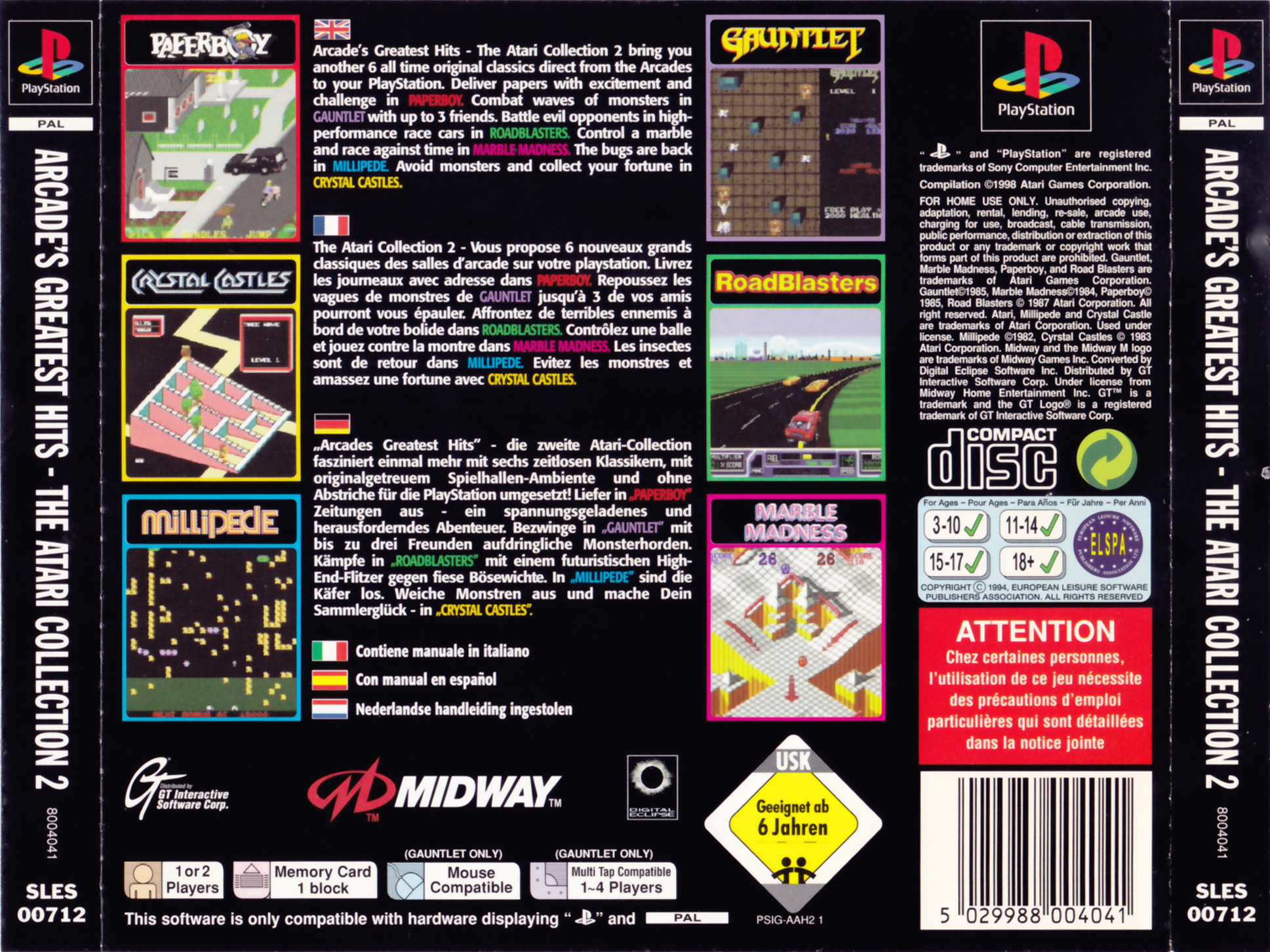 Contraportada de Arcade's Greatest Hits Atari Collection 2 · EU