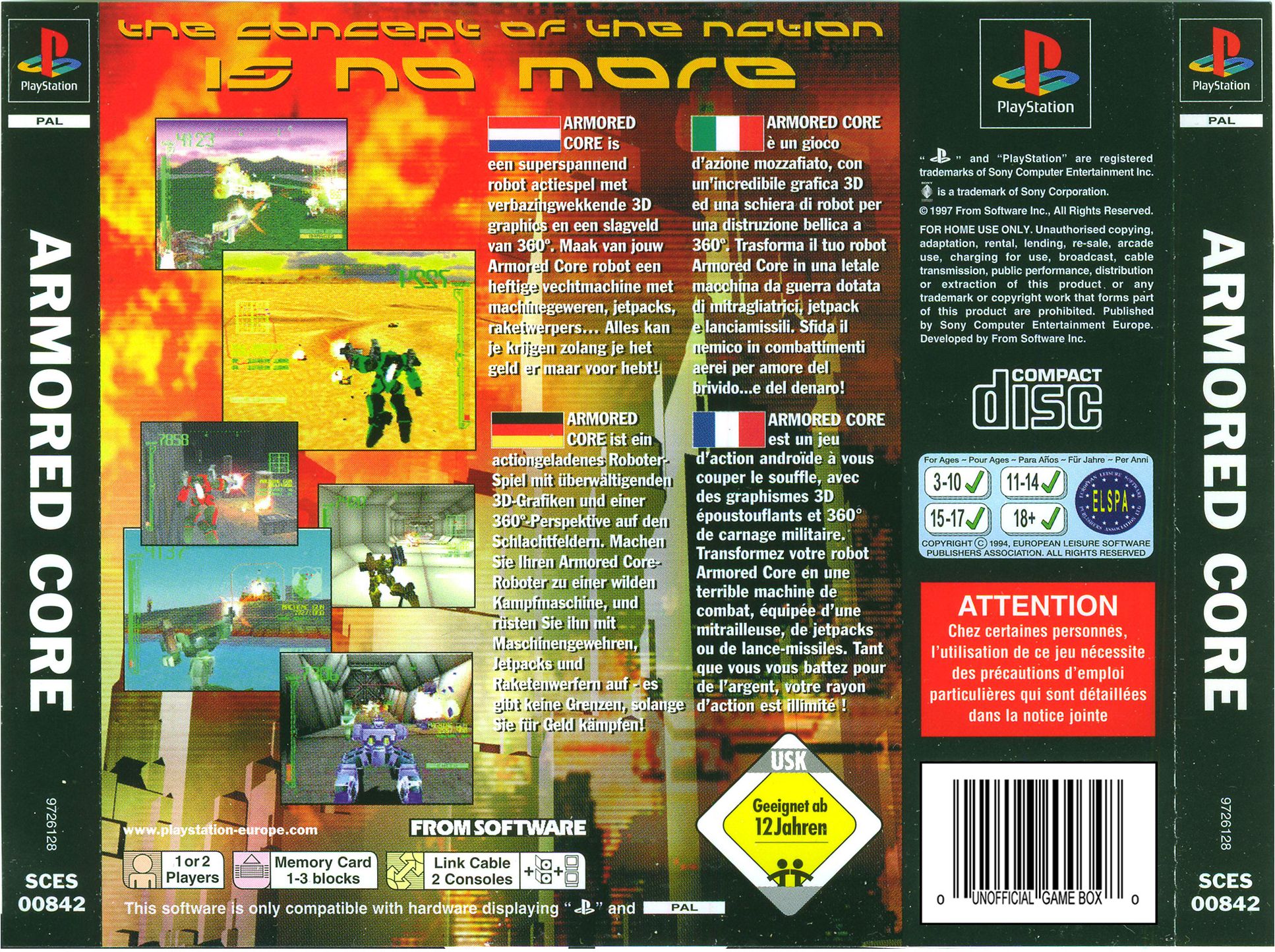 Contraportada de Armored Core · EU