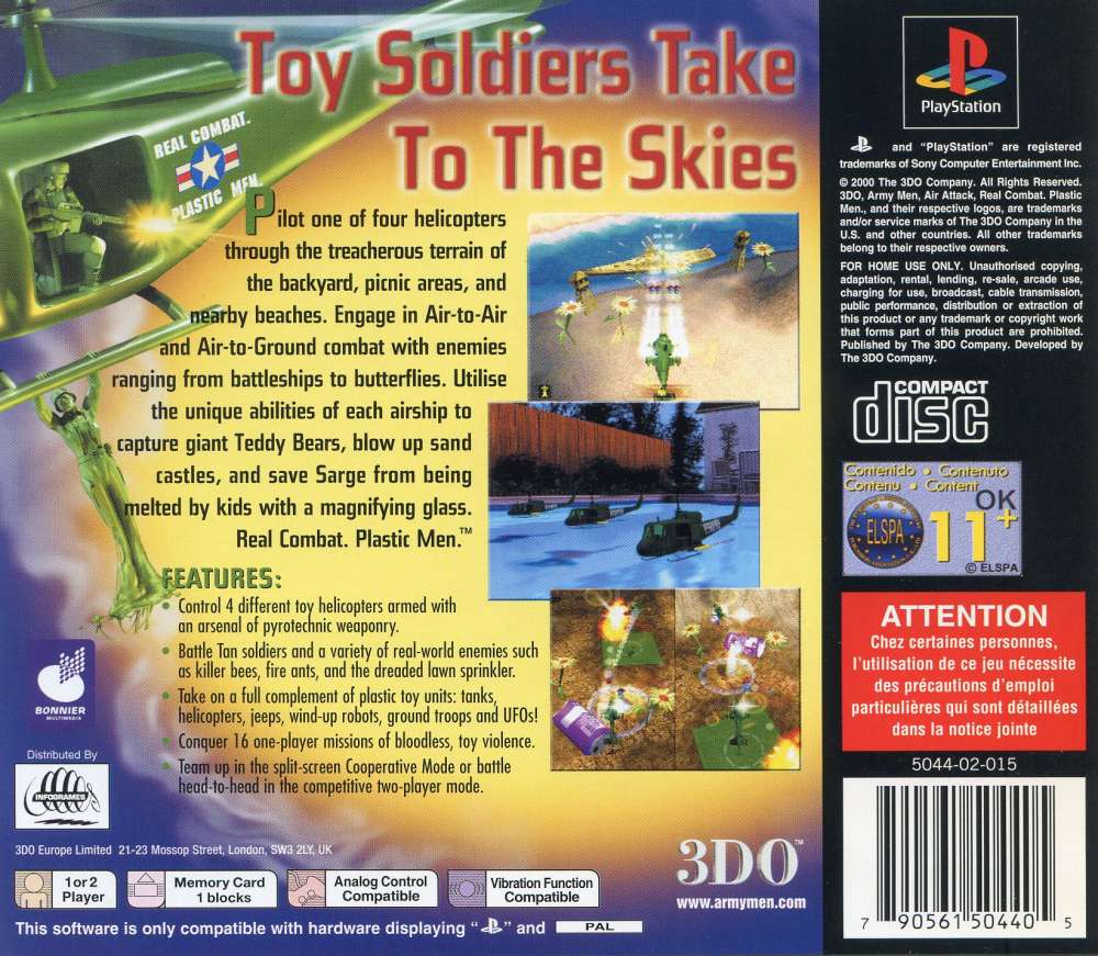 Contraportada de Army Men - Air Attack · EU