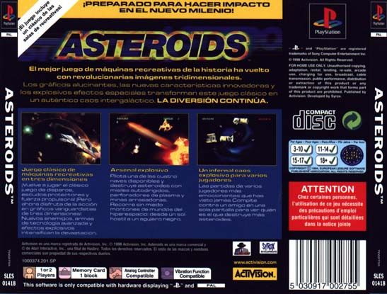 Contraportada de Asteroids · ES