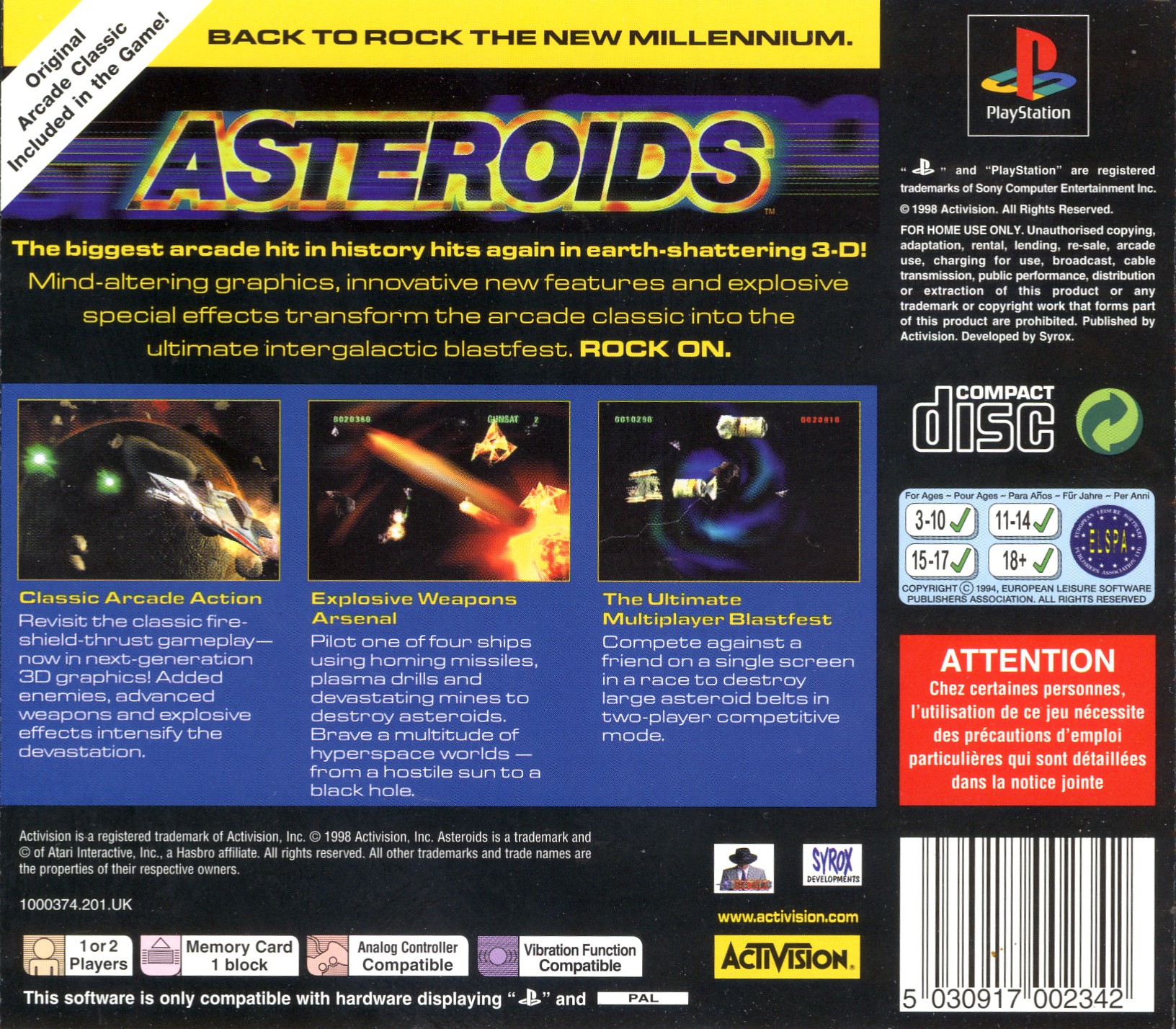 Contraportada de Asteroids · EU