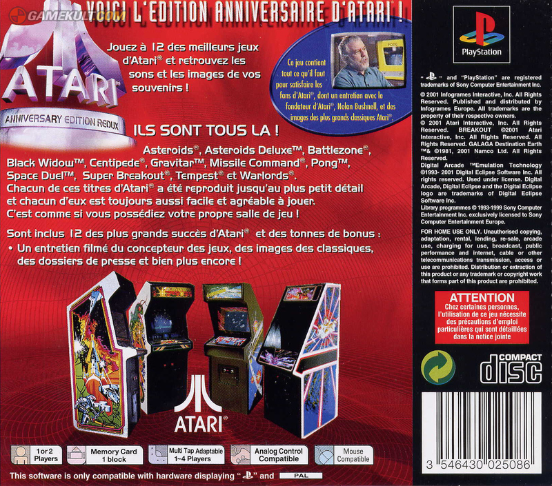 Contraportada de Atari Anniversary Edition Redux · FR