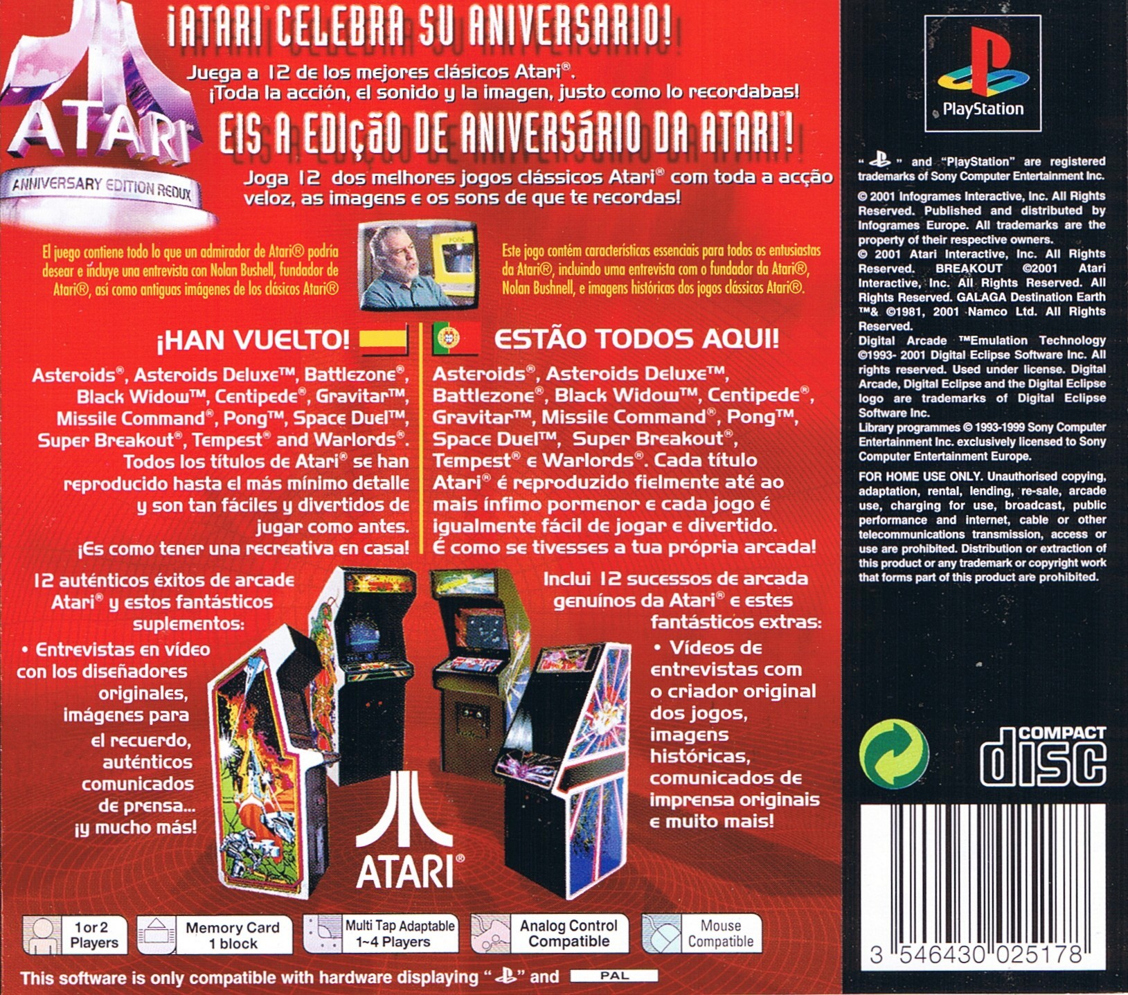 Contraportada de Atari Anniversary Edition Redux · EU