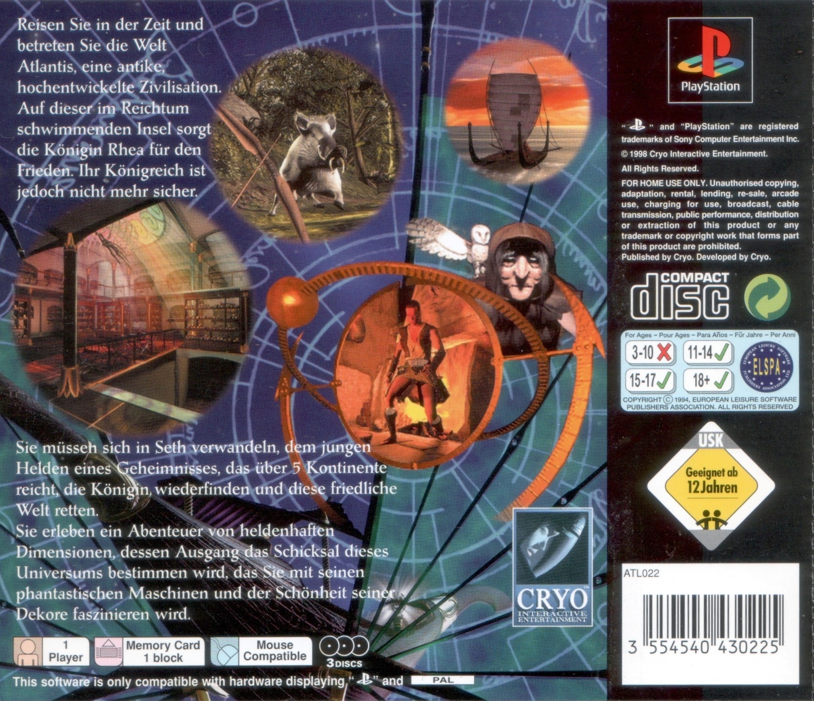 Contraportada de Atlantis - Das Sagenhafte Abenteuer · DE