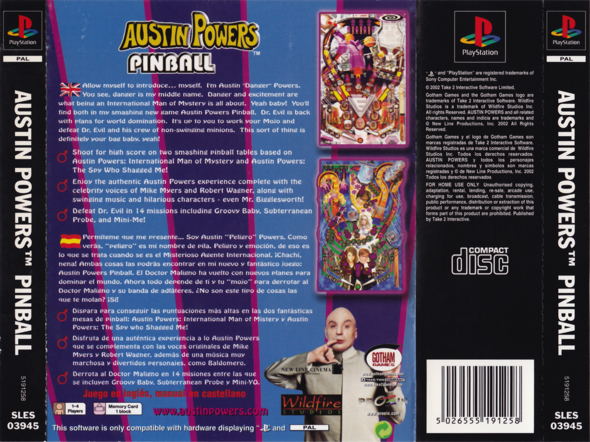 Contraportada de Austin Powers Pinball · EU