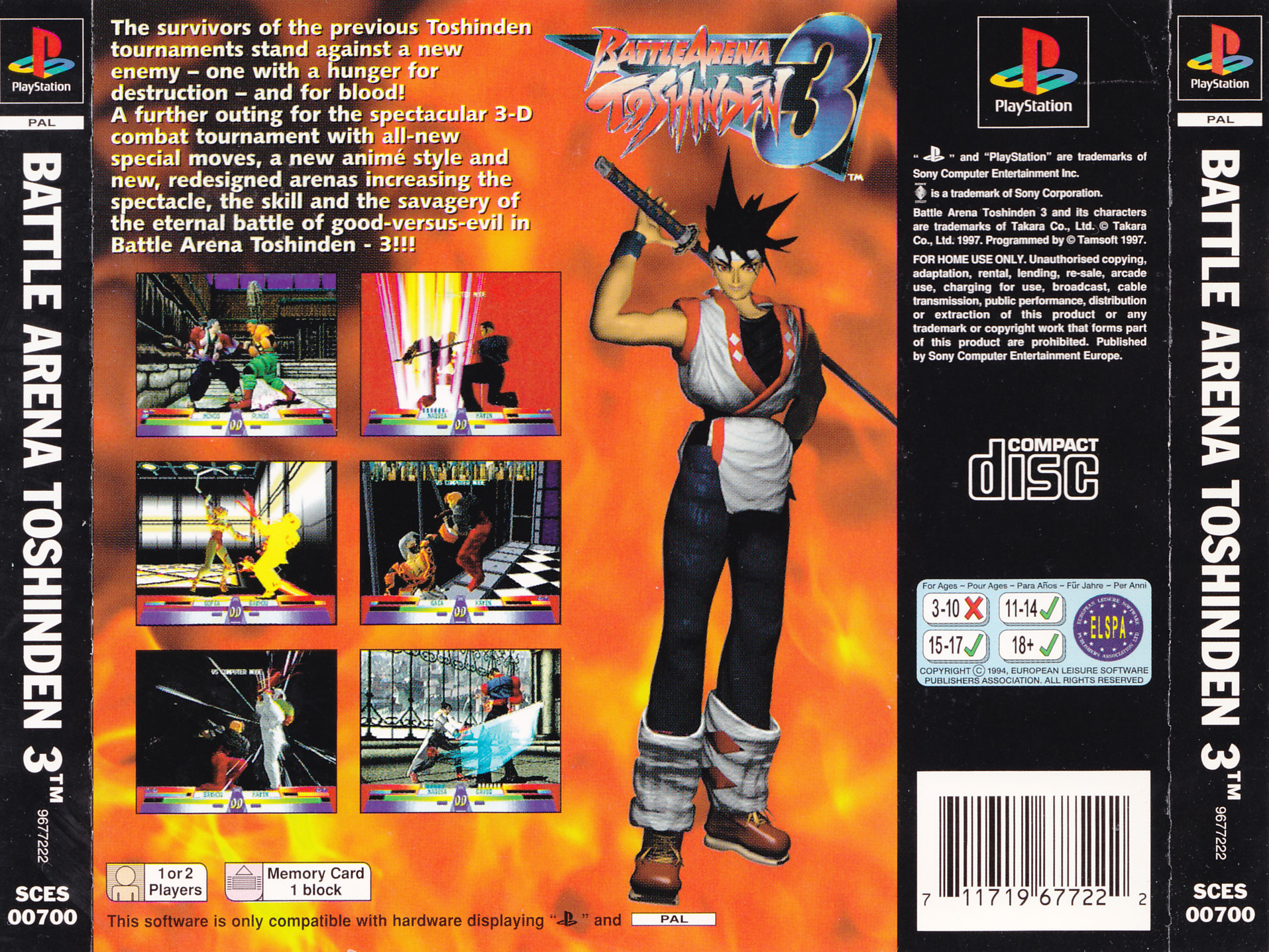 Contraportada de Battle Arena Toshinden 3 · EU