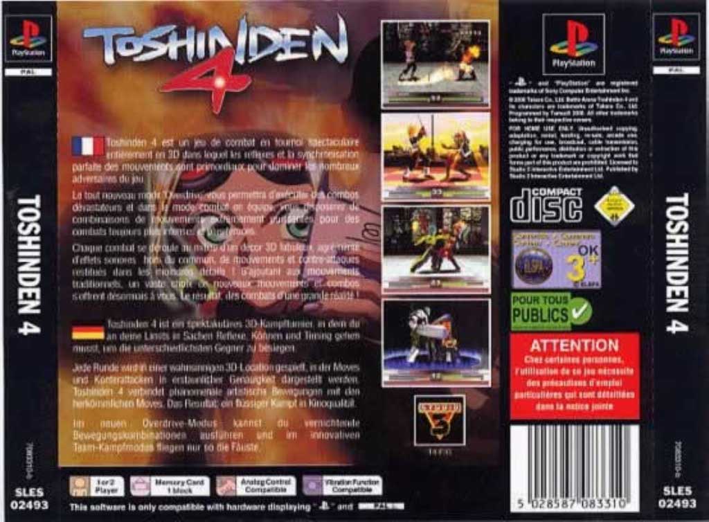 Contraportada de Toshinden 4 · EU