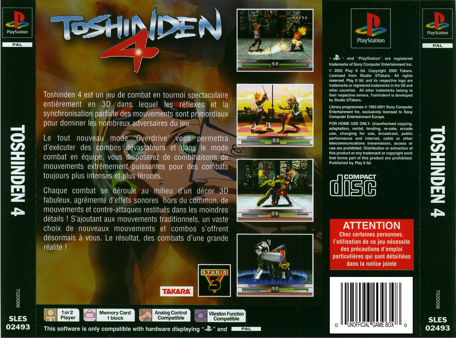 Contraportada de Toshinden 4 · FR