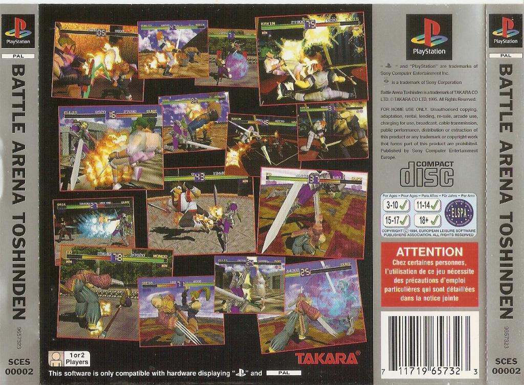 Contraportada · Platinum de Battle Arena Toshinden · EU