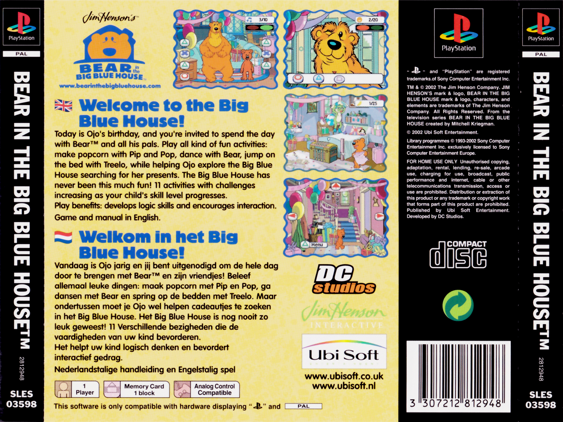 Contraportada de Jim Henson's Bear in the Big Blue House · EU