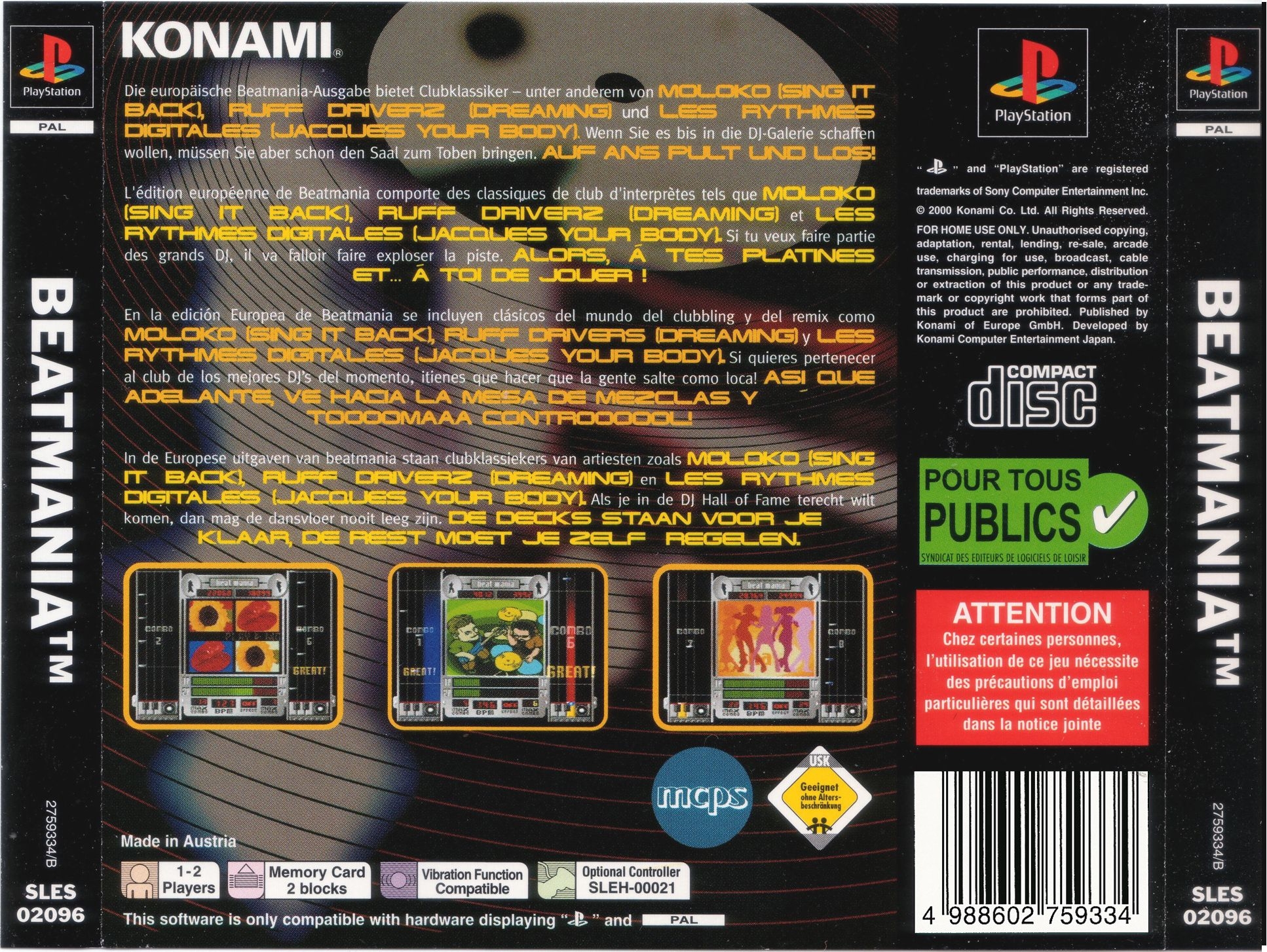 Contraportada de Beatmania · EU