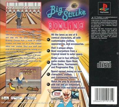 Contraportada de Big Strike Bowling · EU