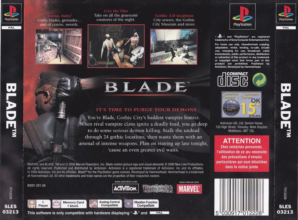 Contraportada de Blade · EU
