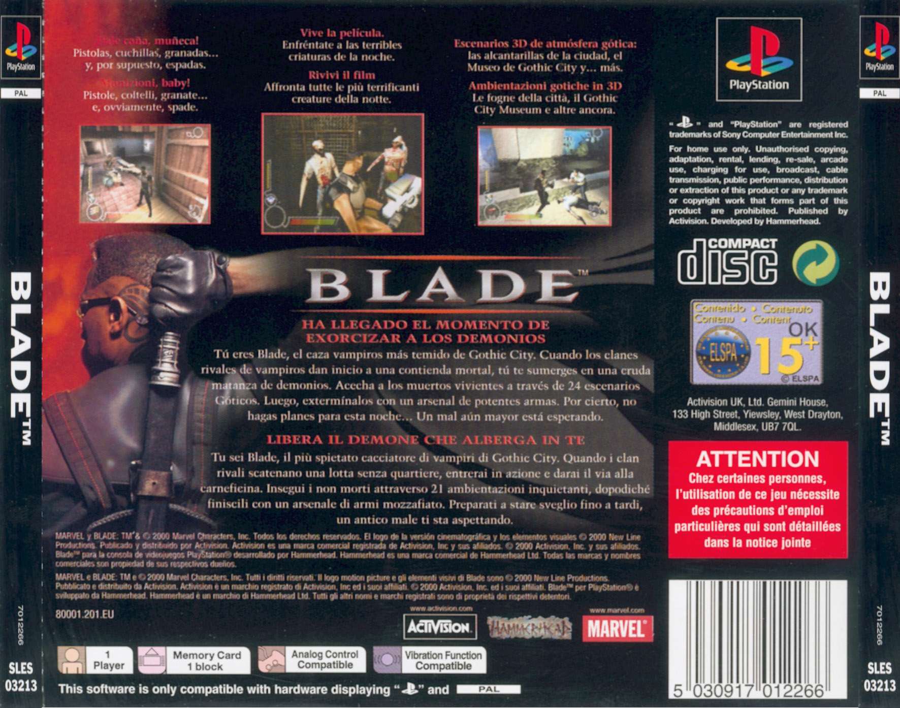 Contraportada de Blade · EU