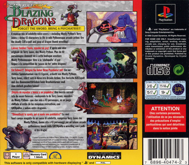 Contraportada de Blazing Dragons · FR