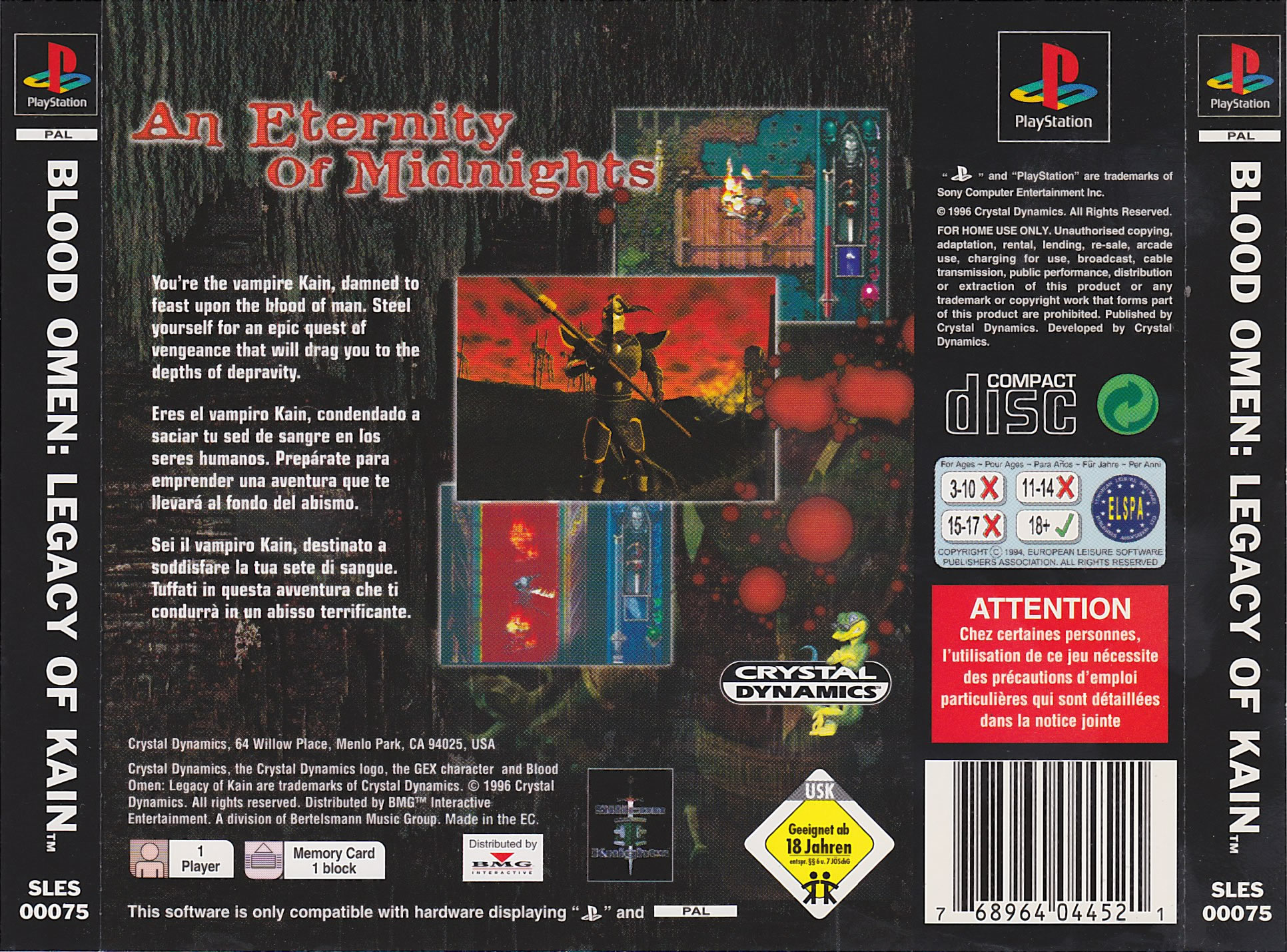 Contraportada de Blood Omen - Legacy of Kain · EU
