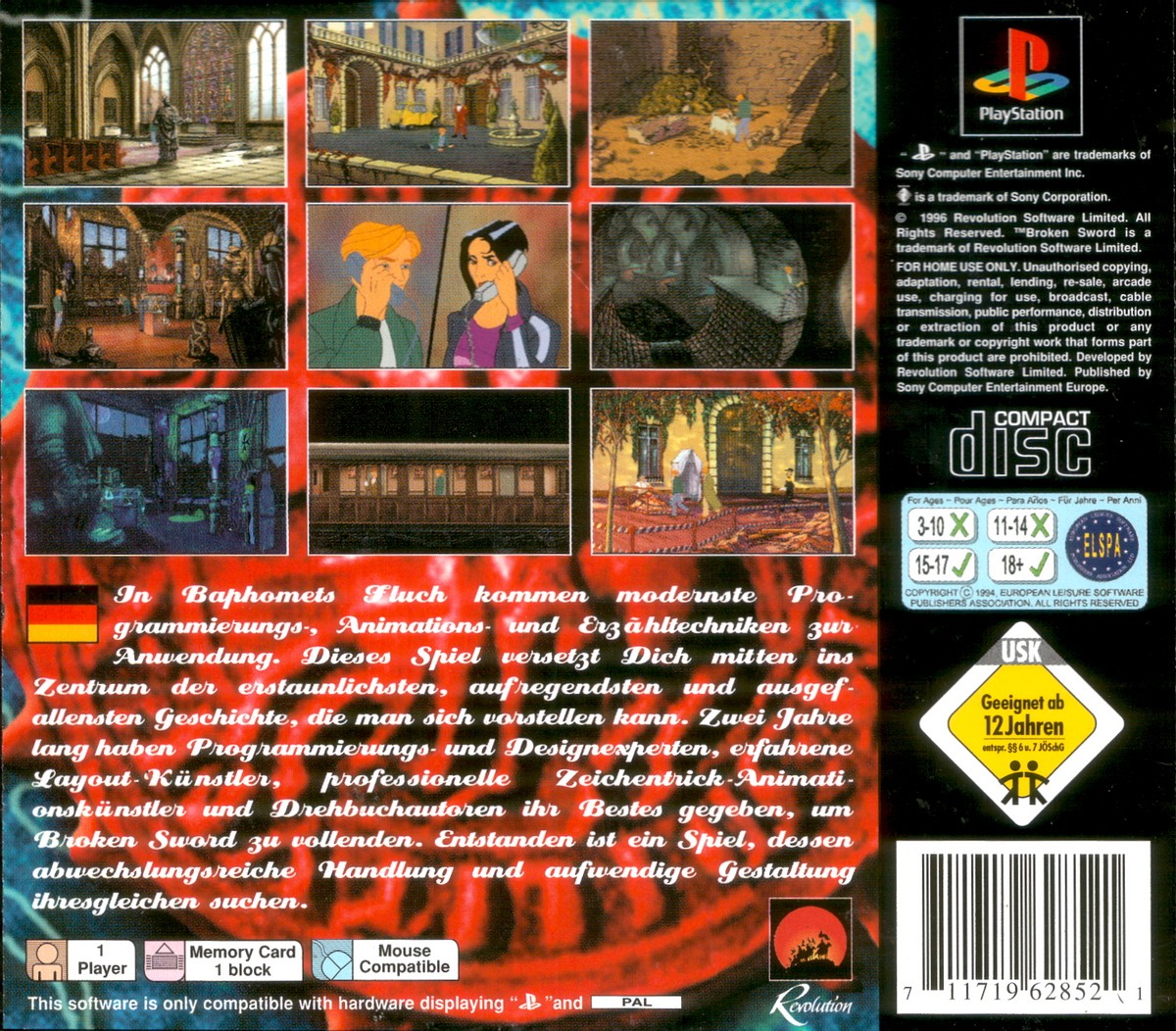Contraportada de Broken Sword - Baphomets Fluch · DE