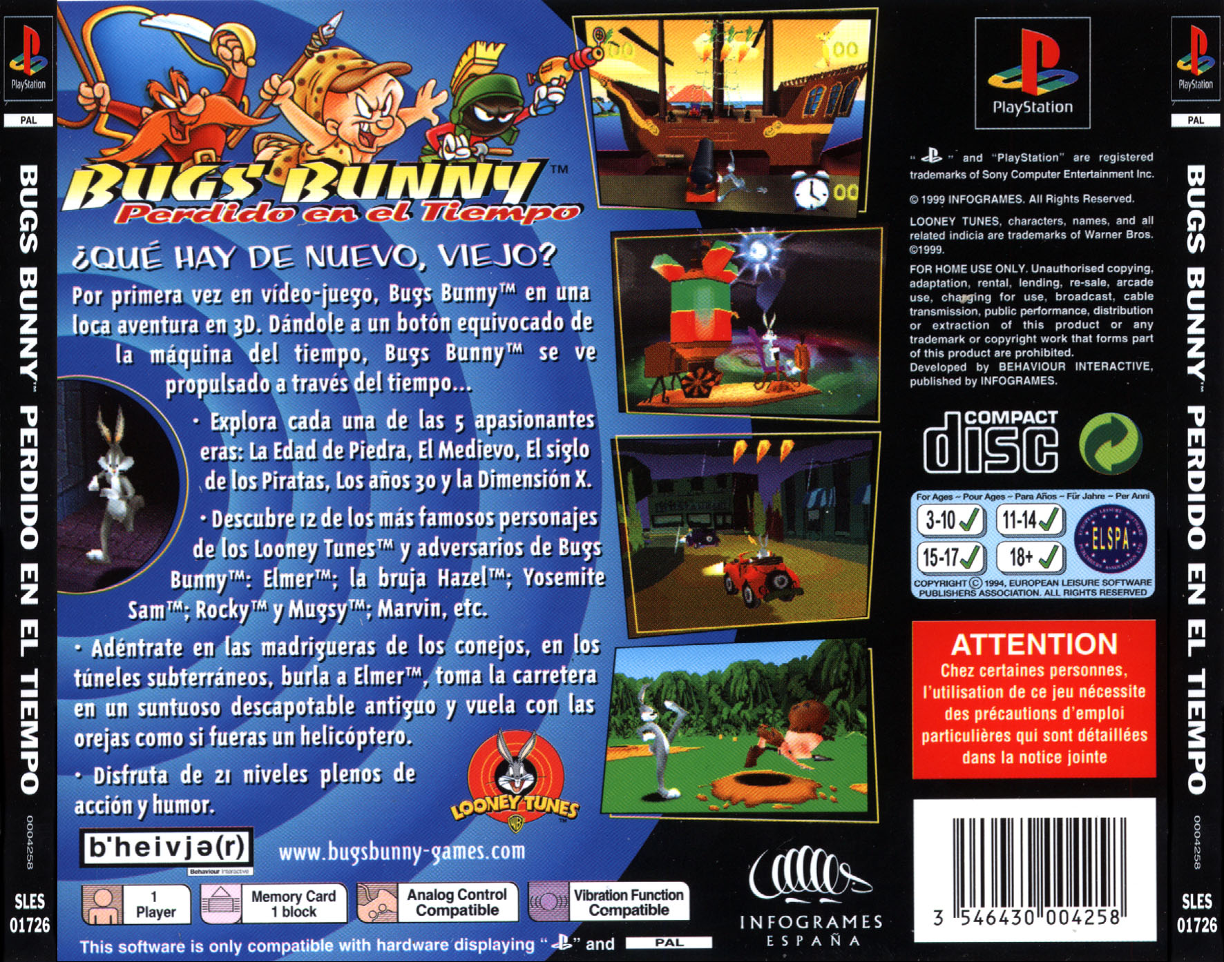 Contraportada de Bugs Bunny Lost in Time · ES