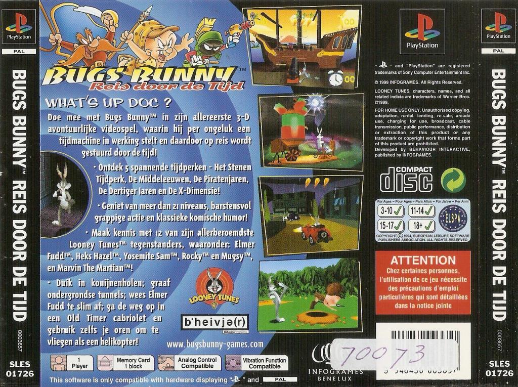 Contraportada de Bugs Bunny Lost in Time · NL