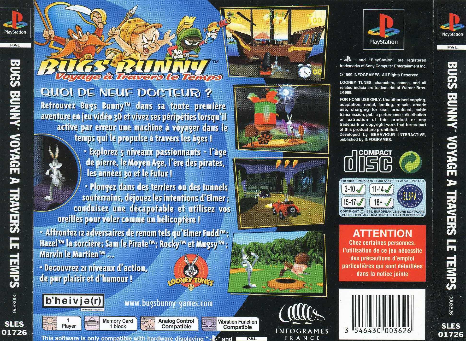 Contraportada de Bugs Bunny Lost in Time · FR