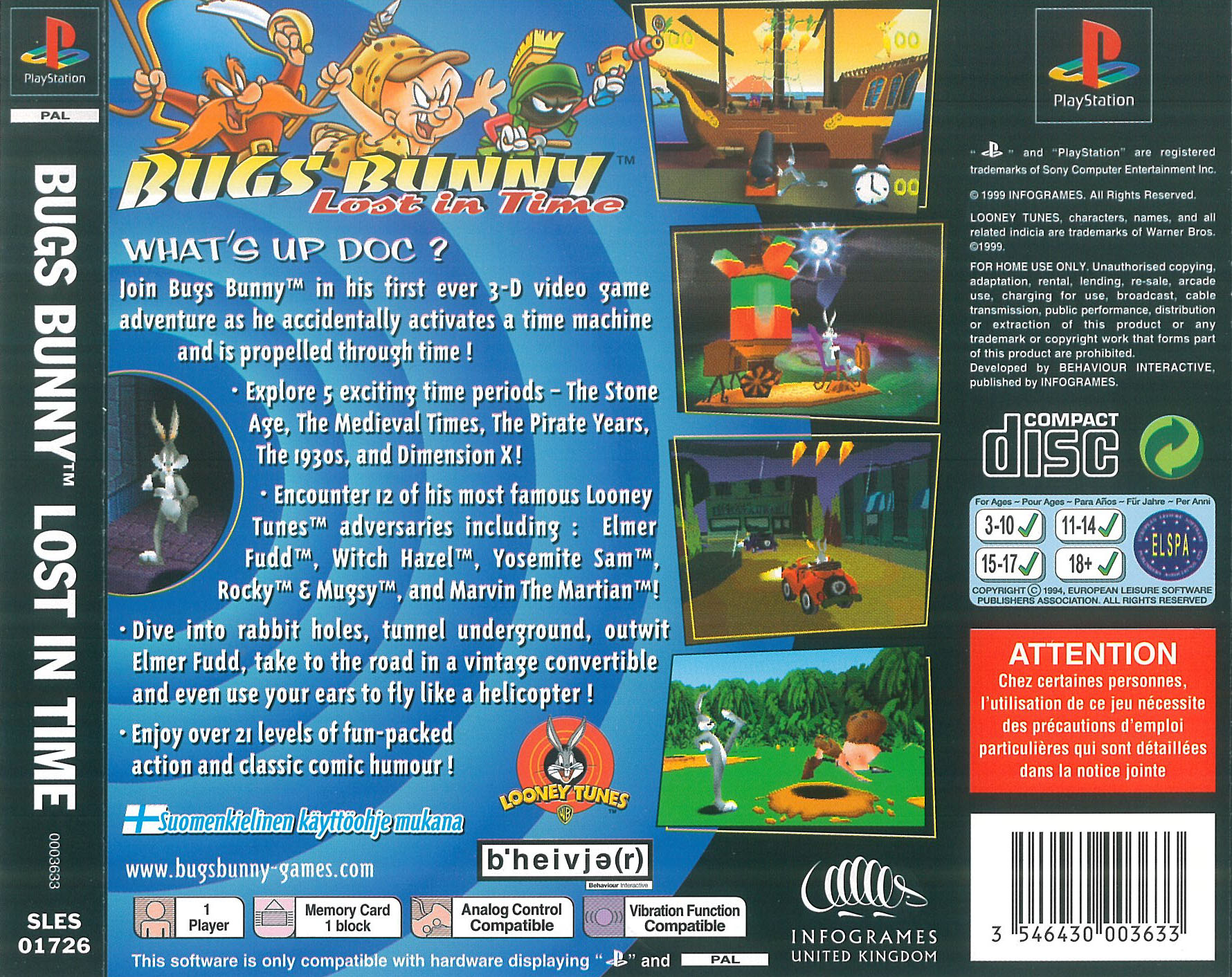 Contraportada de Bugs Bunny Lost in Time · GB