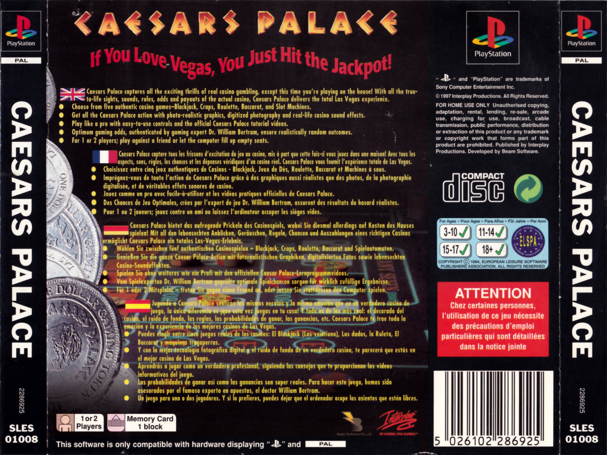 Contraportada de Caesar's Palace · EU