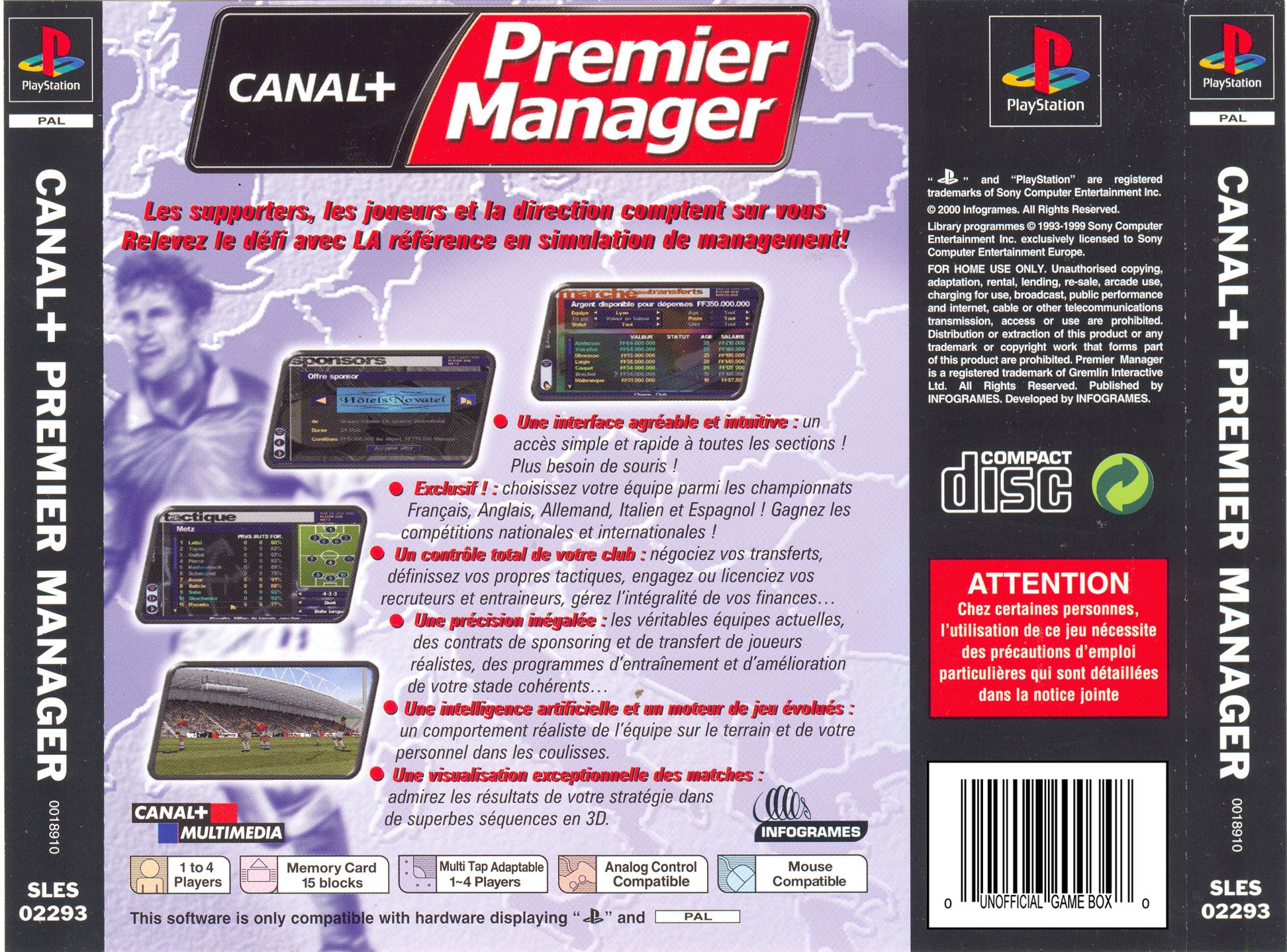Contraportada de Canal+ Premier Manager · FR