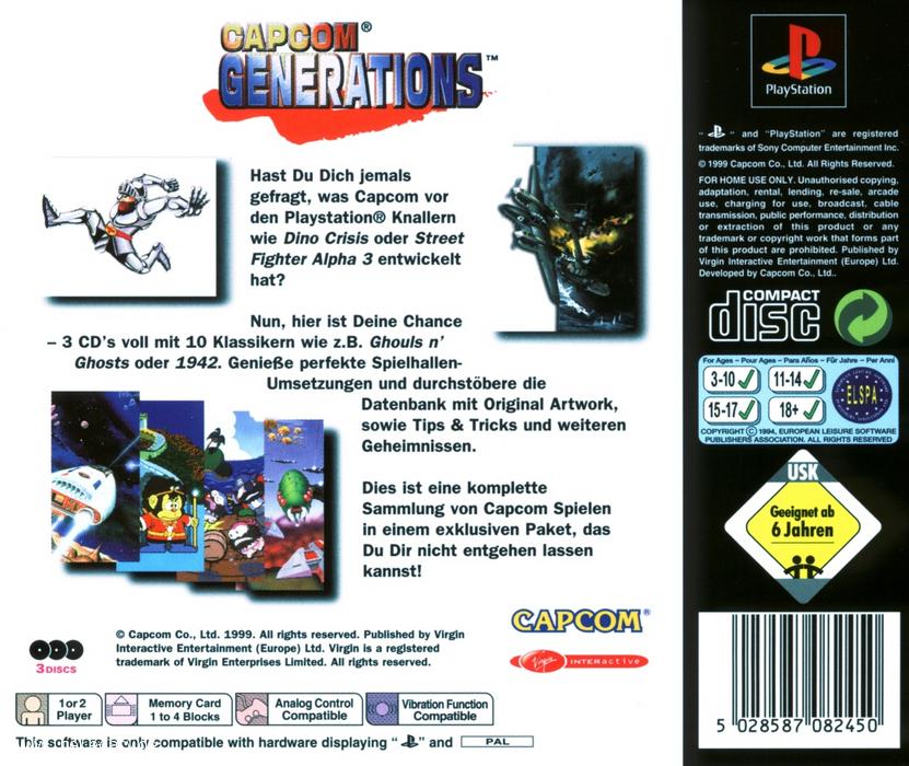Contraportada de Capcom Generations · DE