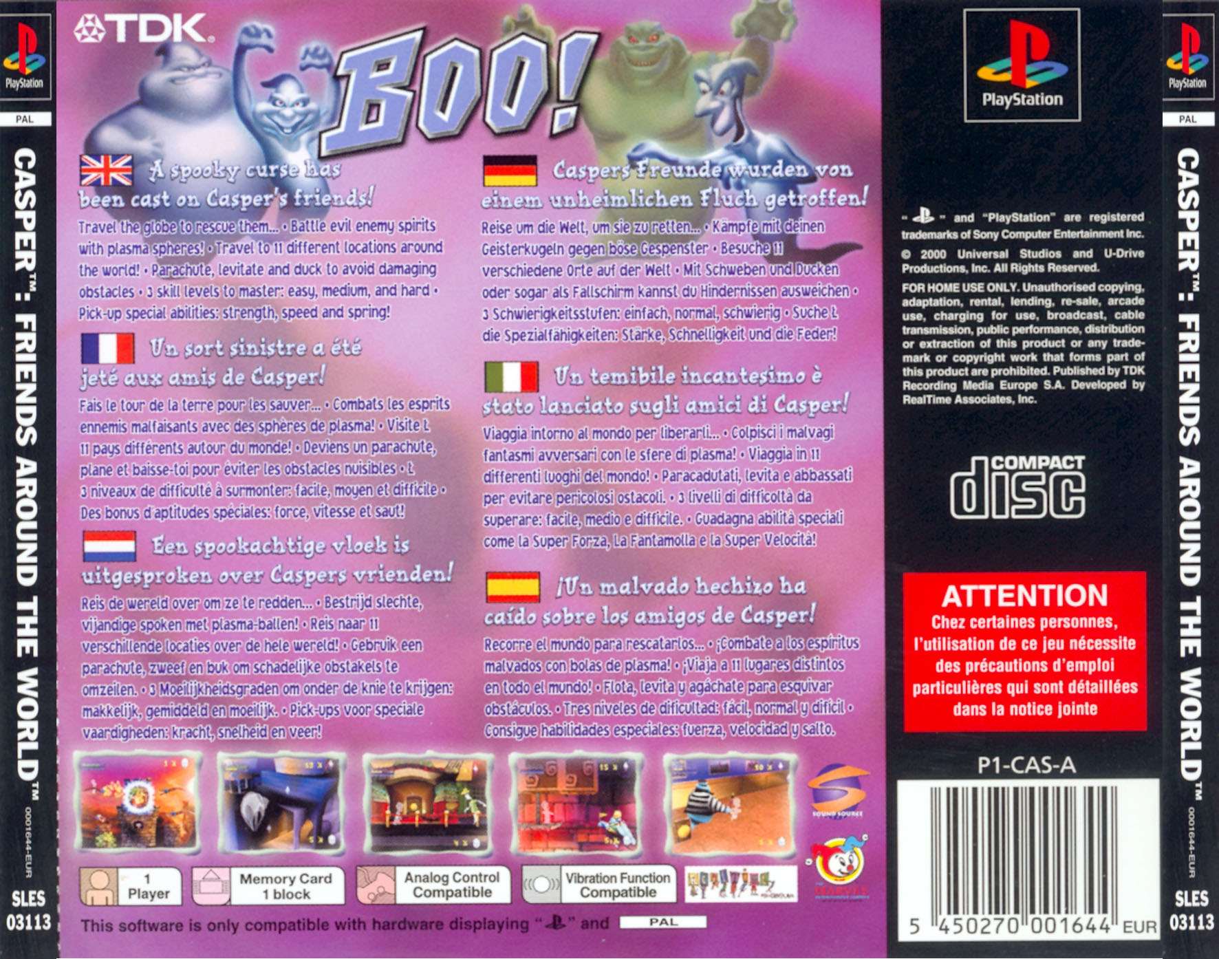 Contraportada de Casper Friends Around the World · EU