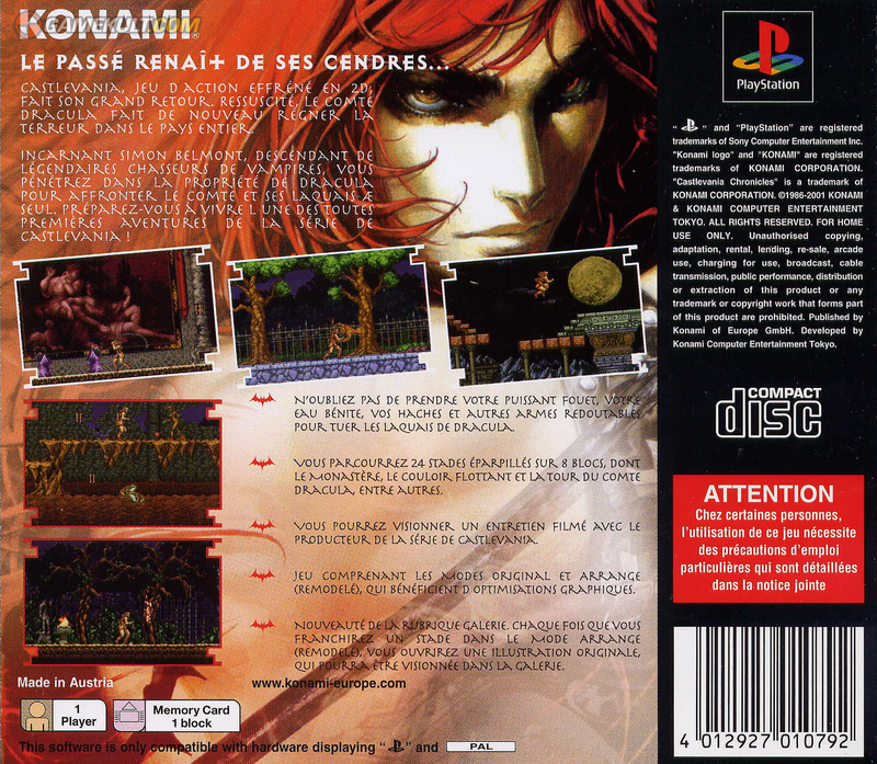 Contraportada de Castlevania Chronicles · FR