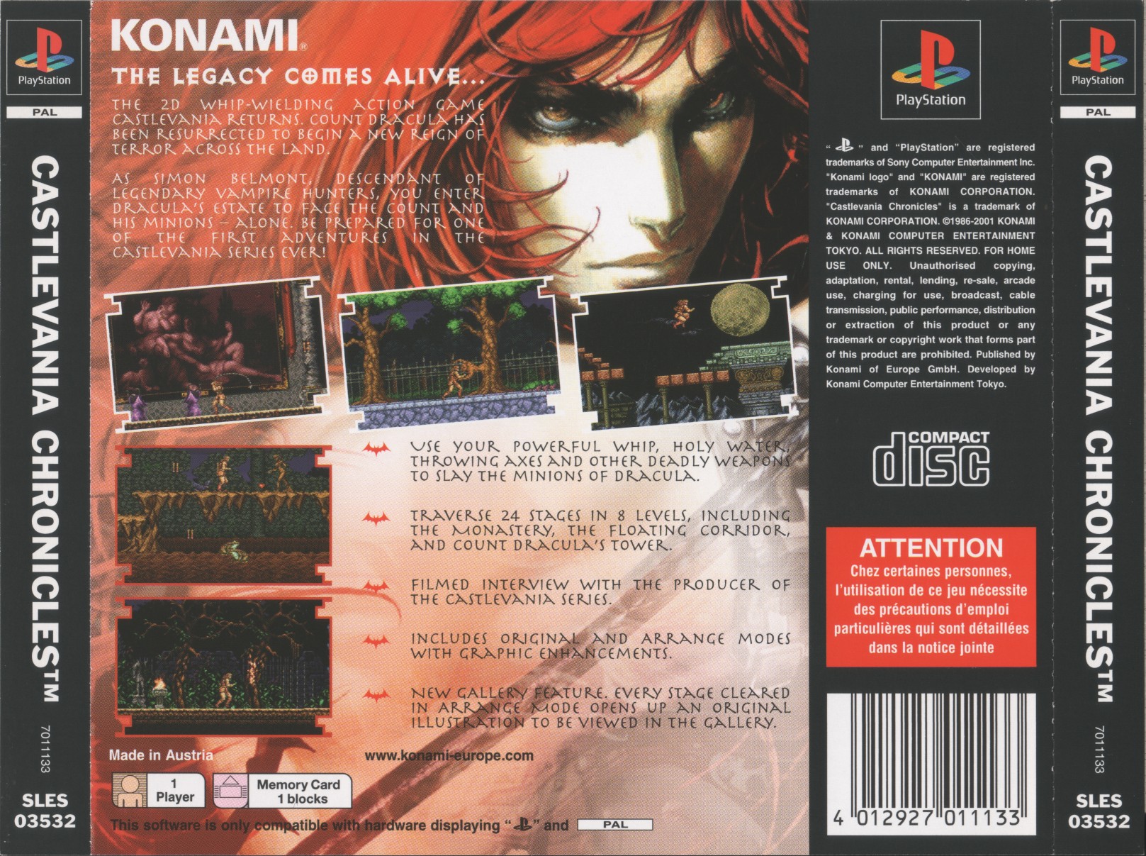 Contraportada de Castlevania Chronicles · EU