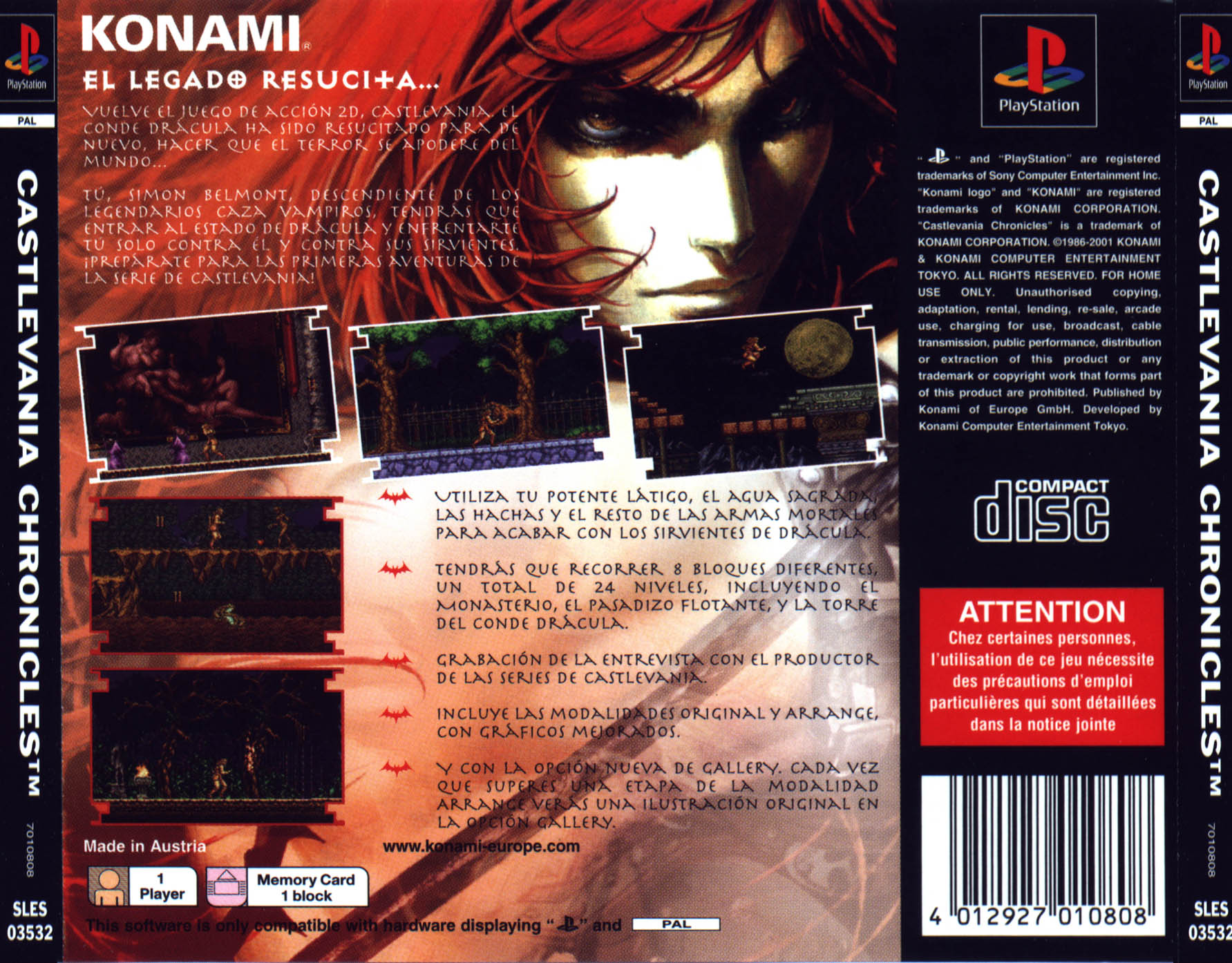 Contraportada de Castlevania Chronicles · ES