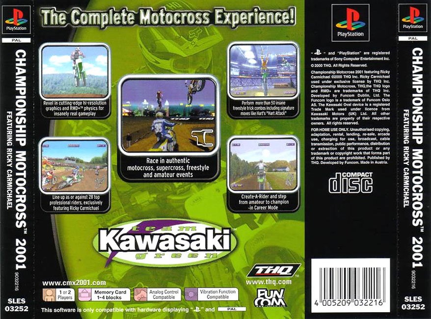 Contraportada de Championship Motocross 2001 featuring Ricky Carmichael · EU
