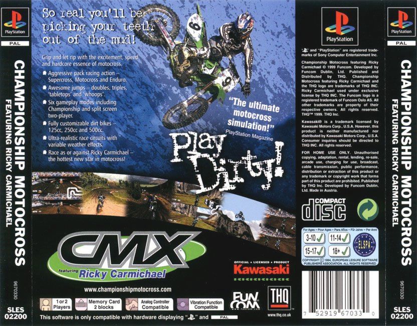 Contraportada de Championship Motocross featuring Ricky Carmichael · EU