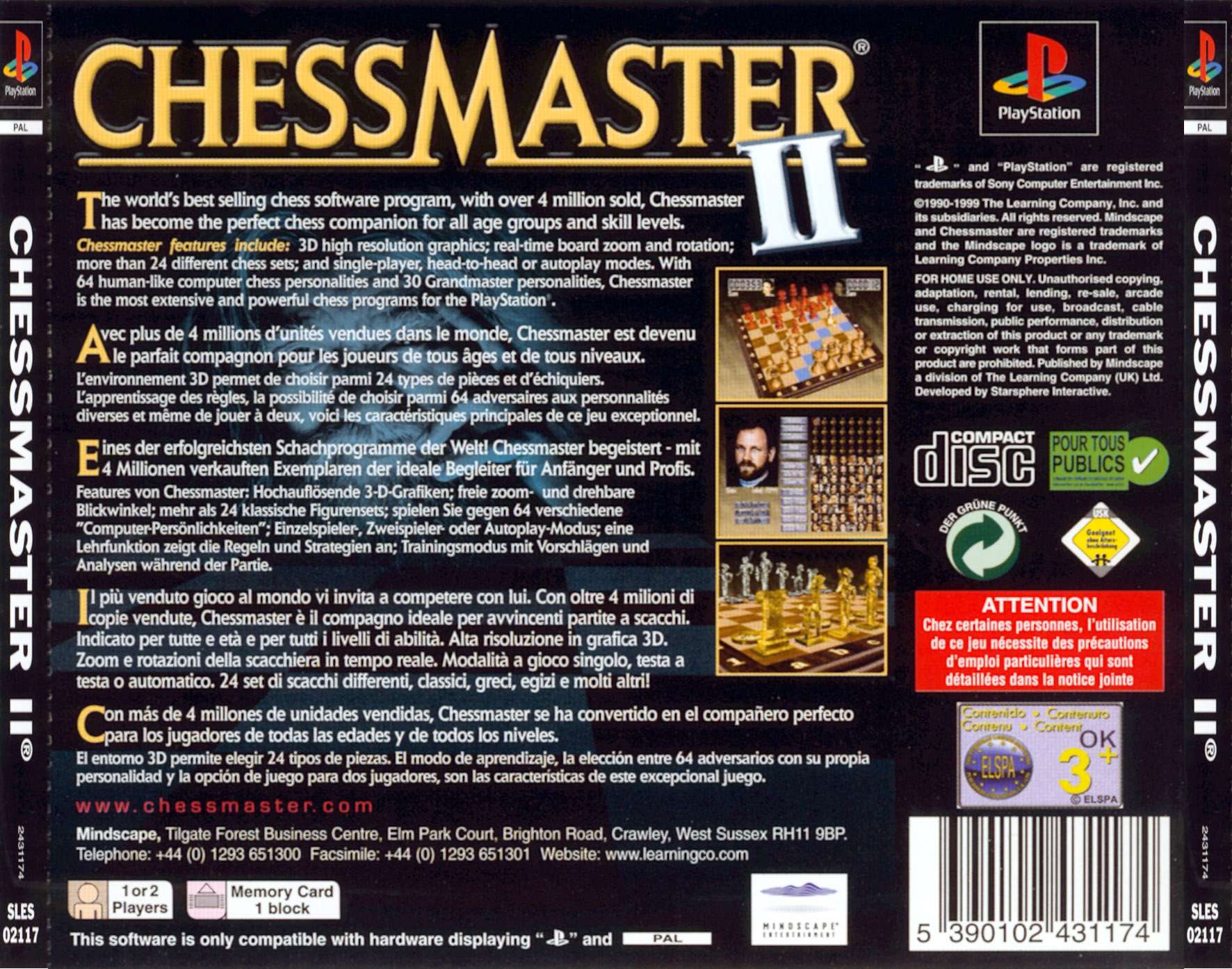 Contraportada de Chessmaster II · EU