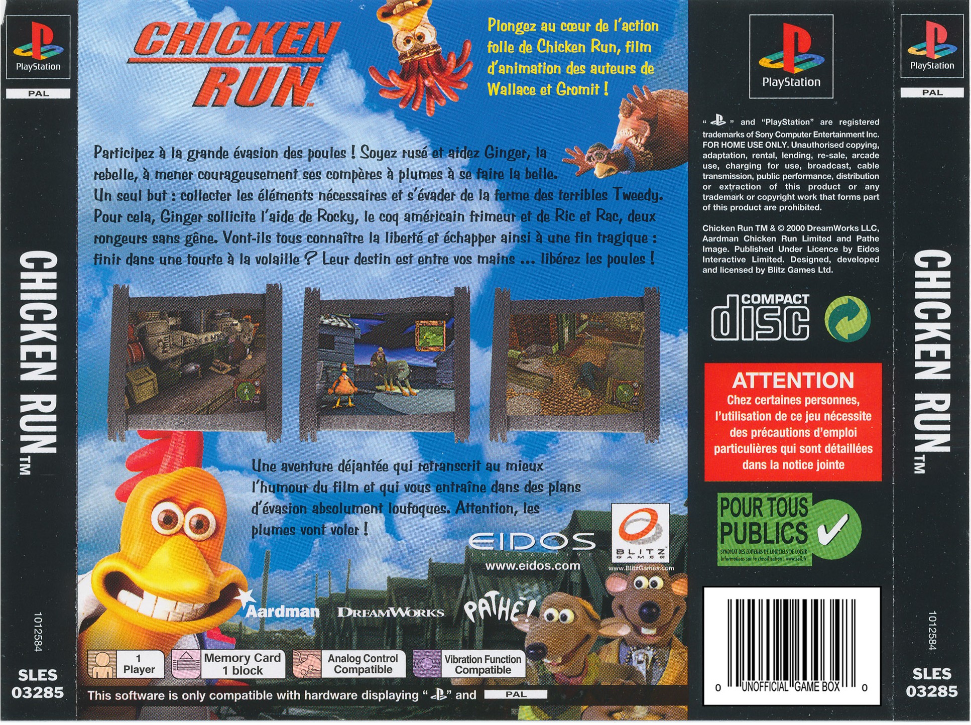 Contraportada de Chicken Run · FR