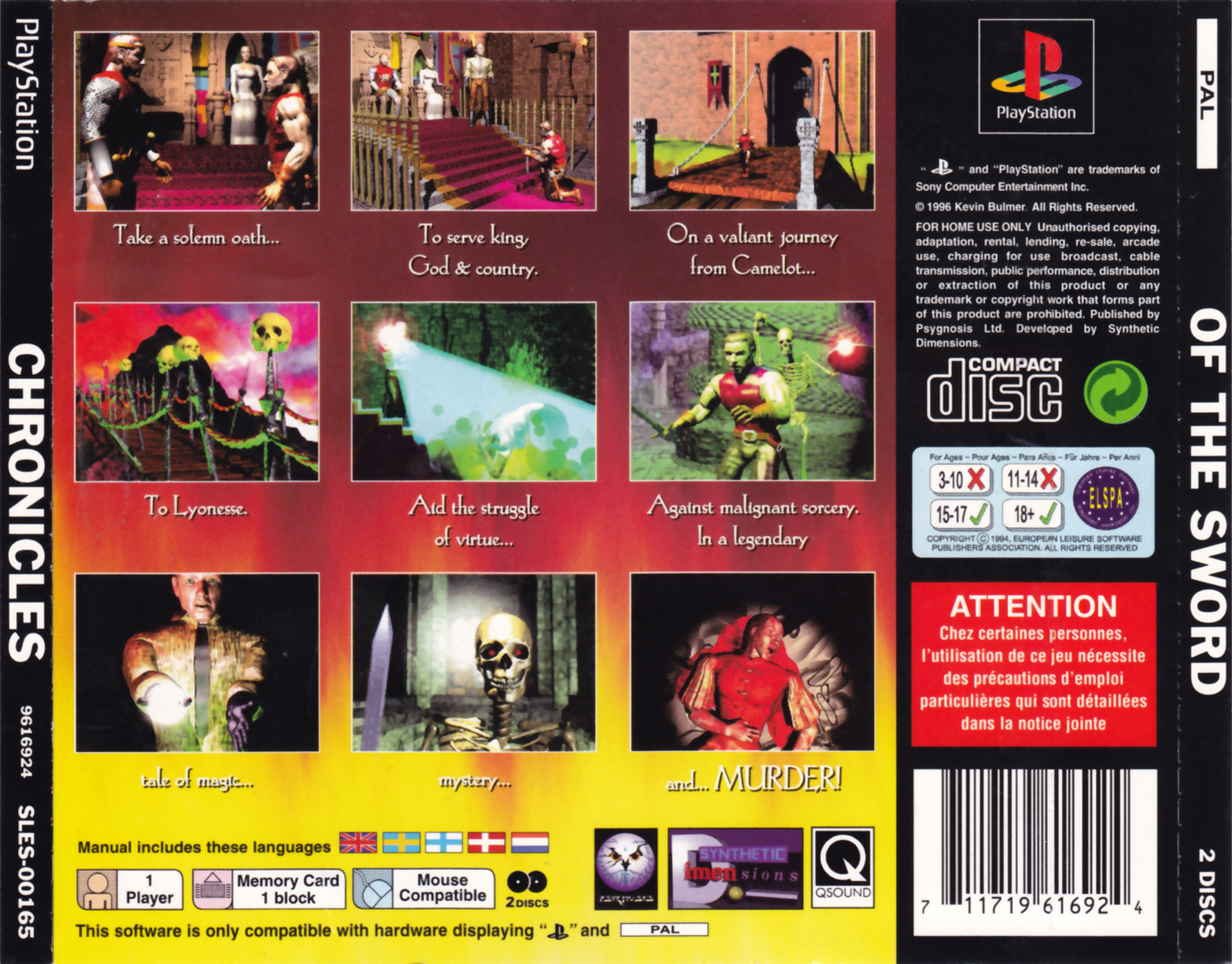 Contraportada de Chronicles of the Sword · EU