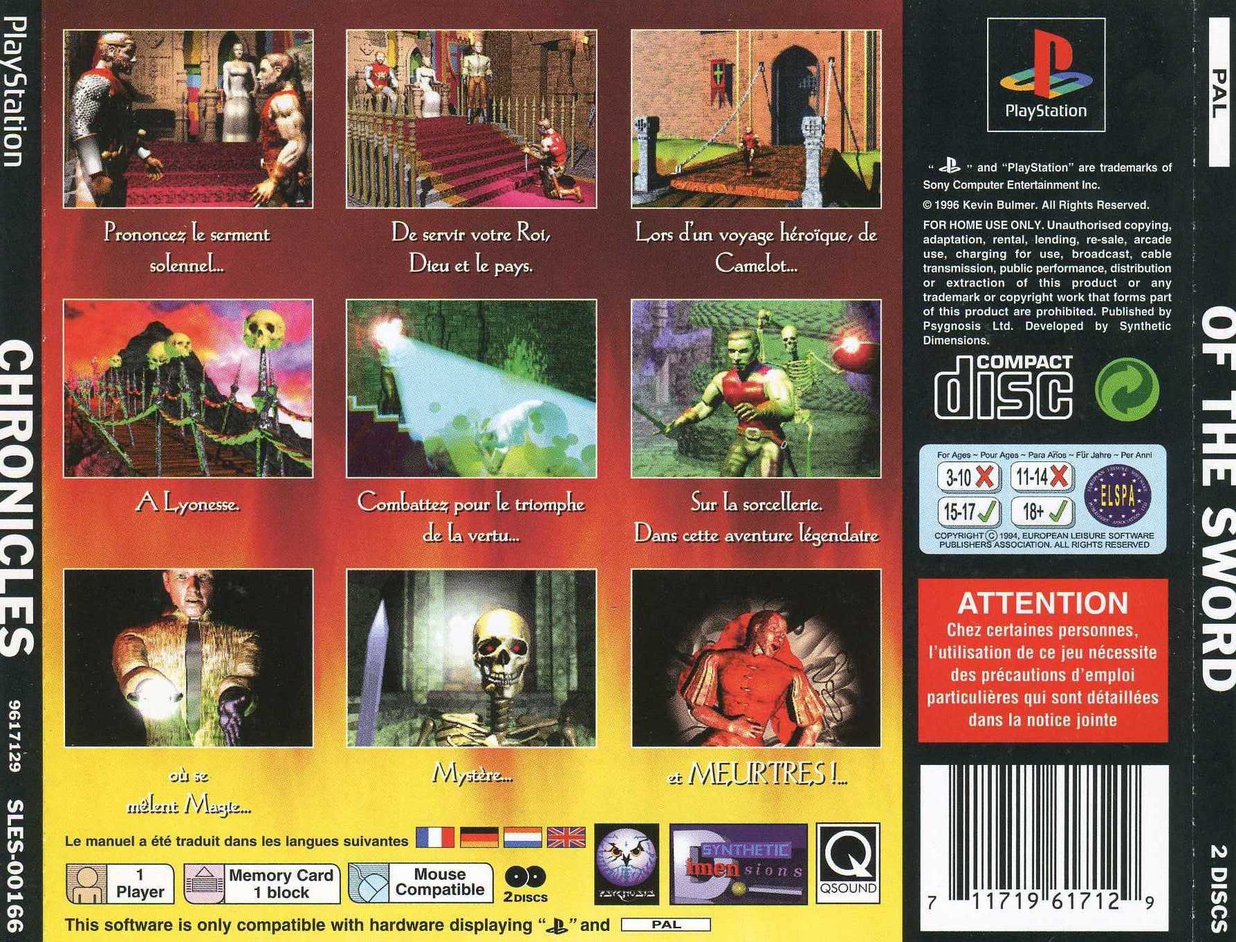 Contraportada de Chronicles of the Sword · FR