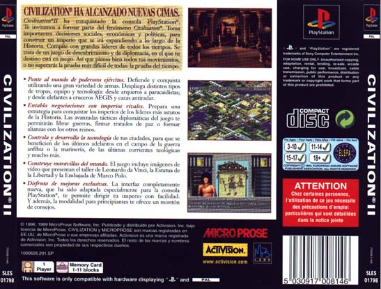 Contraportada de Civilization II · EU