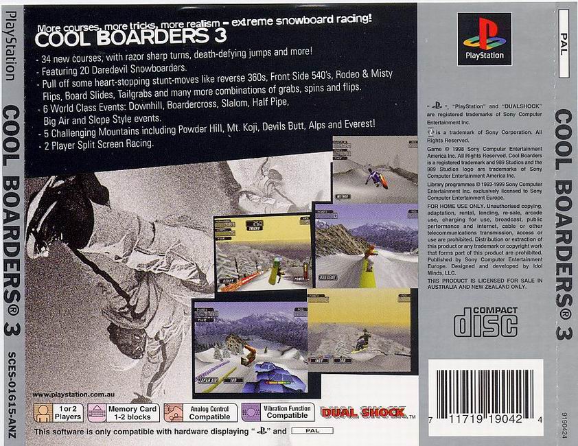 Contraportada · Platinum de Cool Boarders 3 · EU